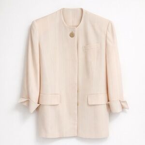 Dior Boutique Blush Pinstripe Wool Jacket | Vintage | Shoulder Pads | Japan
